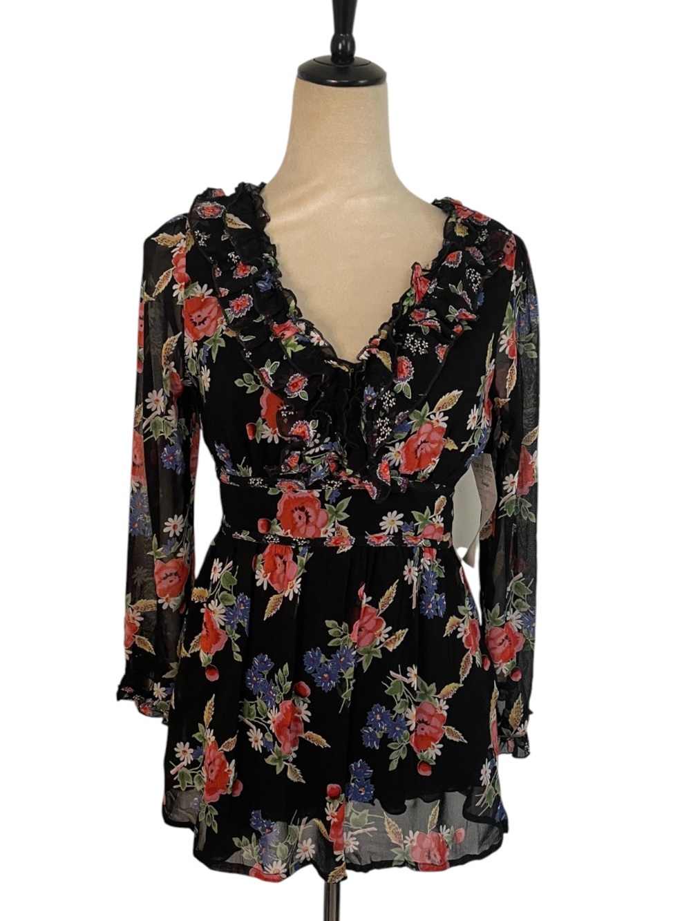 Nolita Star of India Floral Ruffled Tunic or Mini Dress Medium NWT Deadstock y2k
